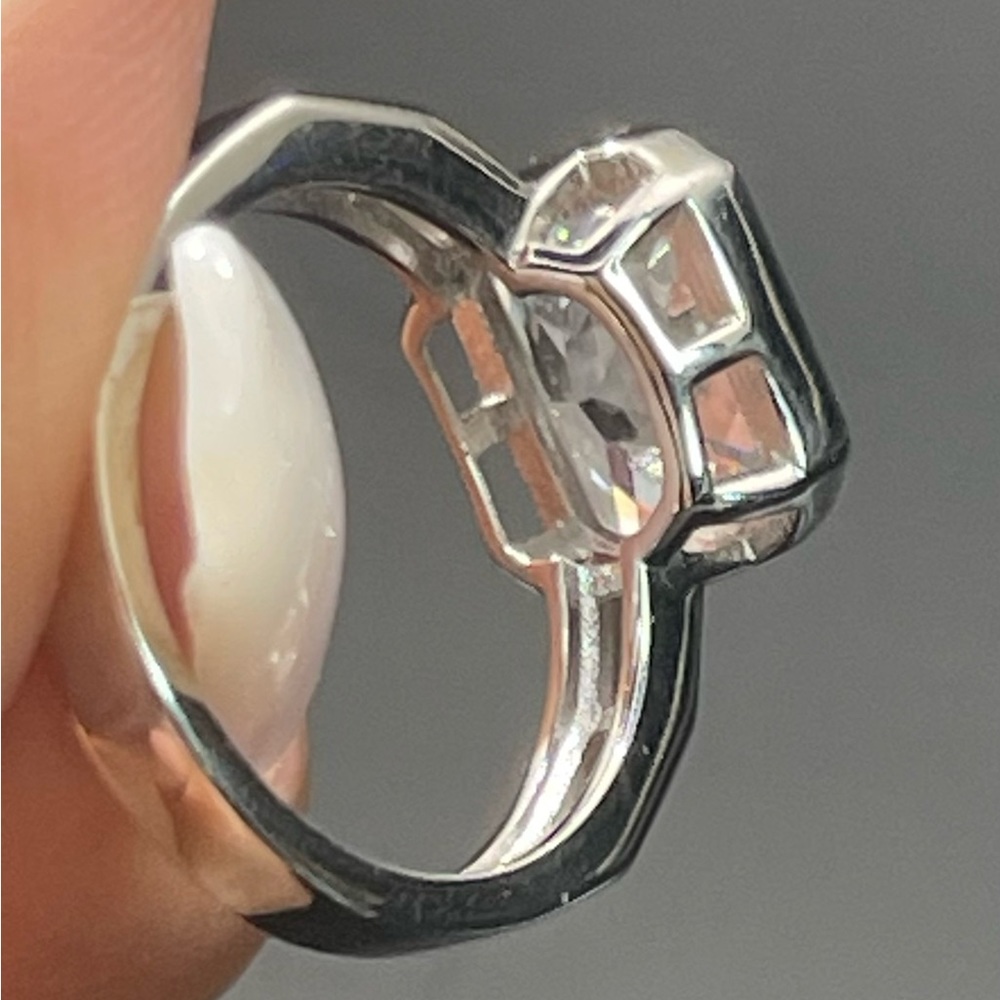 Silver 925 Beautiful Rectangle Style Ring Size 6,… - image 5